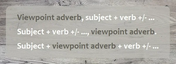 contoh posisi viewpoint adverb di dalam kalimat
