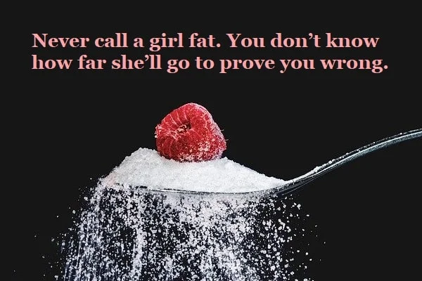 Kata Mutiara Bahasa Inggris tentang Gemuk (Being Fat): Never call a girl fat. You don’t know how far she’ll go to prove you wrong.