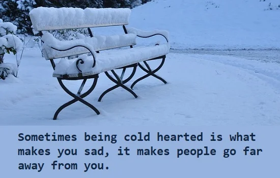 kata mutiara bahasa Inggris tentang hati yang dingin (cold-hearted) - 3: Sometimes being cold hearted is what makes you sad, it makes people go far away from you.