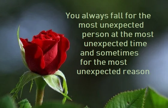 Kata Mutiara Bahasa Inggris tentang Jatuh Cinta (Falling in Love) - 4: You always fall for the most unexpected person at the most unexpected time and sometimes for the most unexpected reason.