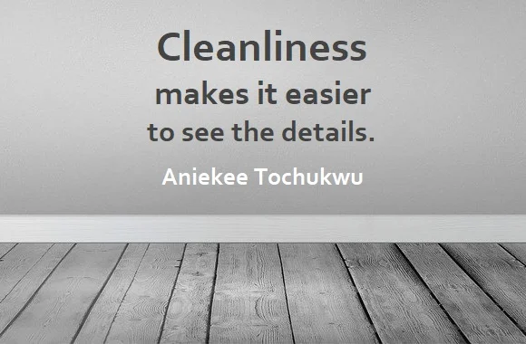 kata mutiara bahasa Inggris tentang kebersihan (cleanliness) - 3: Cleanliness makes it easier to see the details. Aniekee Tochukwu