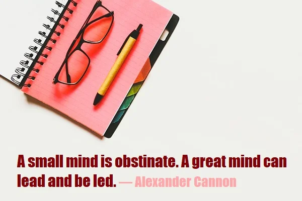 kata mutiara bahasa Inggris tentang kecerdasan (intelligence) - 3: A small mind is obstinate. A great mind can lead and be led. Alexander Cannon