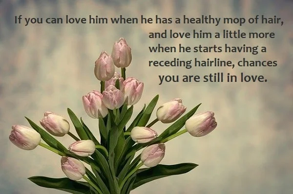 Kata Mutiara Bahasa Inggris tentang Pengantin Pria (Groom): If you can love him when he has a healthy mop of hair, and love him a little more when he starts having a receding hairline, chances you are still in love.