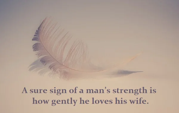 Kata Mutiara Bahasa Inggris tentang Suami (Husband): A sure sign of a man’s strength is how gently he loves his wife.